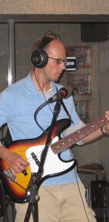 Mike Koivisto on the bass in studio for City Vinyl